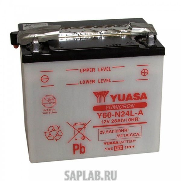 Купить запчасть  GS_YUASA - C60N24LA Аккумулятор GS Yuasa C60-N24L-A 12В 29,5Ач 300CCA 184x125x158 мм Обратная (-+)