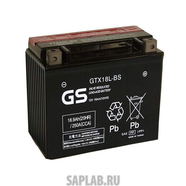 Купить запчасть  GS_YUASA - GTX18LBS Аккумулятор GS Yuasa GTX18L-BS 12В 18Ач 250CCA 207x91x164 мм Обратная (-+)