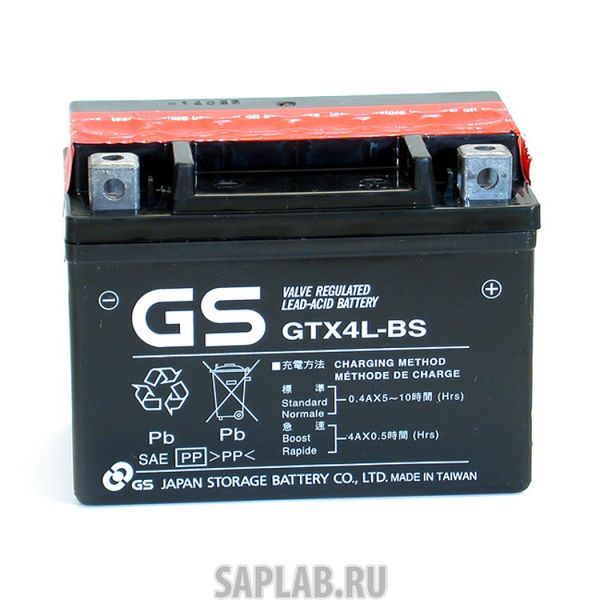 Купить запчасть  GS_YUASA - GTX4LBS Аккумулятор GS Yuasa GTX4L-BS 12В 3Ач 50CCA 114x71x87 мм Обратная (-+)