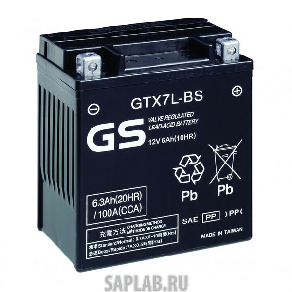 Купить запчасть  GS_YUASA - GTX7LBS Аккумулятор GS Yuasa GTX7L-BS 12В 6Ач 100CCA 114x71x131 мм Обратная (-+)