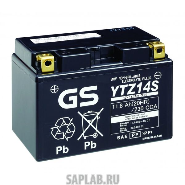 Купить запчасть  GS_YUASA - YTZ14SGS Аккумулятор GS Yuasa YTZ14S GS 12В 11,2Ач 230CCA 150x87x110 мм Прямая (+-)