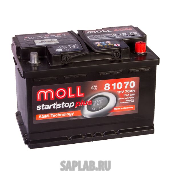 Купить запчасть  MOLL - 81070 Аккумулятор MOLL AGM 70R Start-Stop 760A 276x175x190