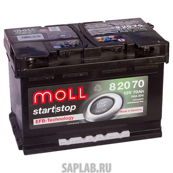 Купить запчасть  MOLL - 82070 Аккумулятор MOLL EFB 70R Start-Stop 760A 276x175x190