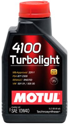 Купить запчасть MOTUL - 102774 Моторное масло Motul 4100 Turbolight 10w-40 1л