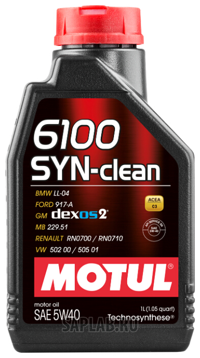 Купить запчасть MOTUL - 107941 Моторное масло Motul 6100 SYN-clean 5W-40 1л