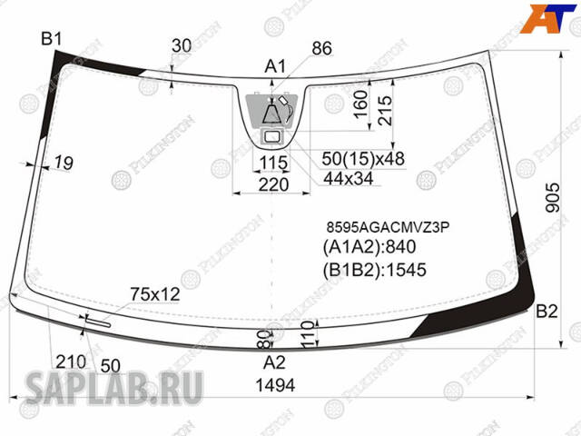 Купить запчасть PILKINGTON - 8595AGACMVZ3P Автостекло WS8595GACM3 на VOLKSWAGEN TIGUAN [Акуст.+ДД+Камера движ. по полосе] (2011-2017) //EURO: 8595AGACMVZ3P ветровое стекло