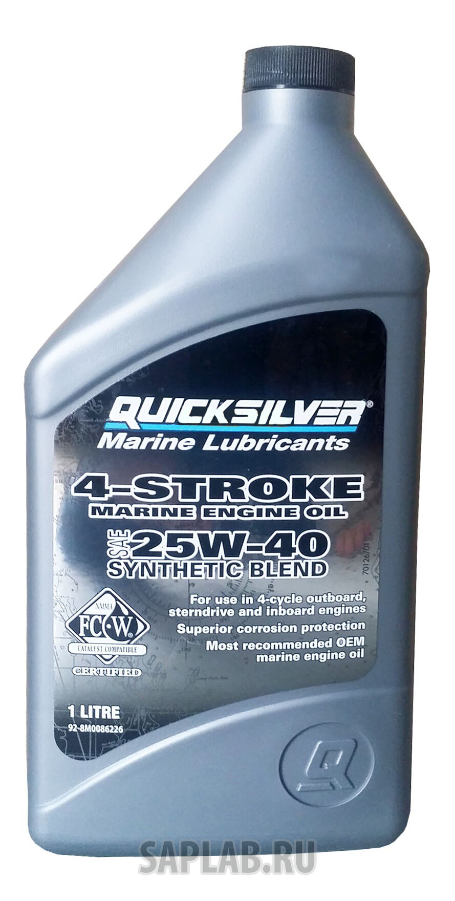 Купить запчасть QUICKSILVER - 928M0086226 Моторное масло Quicksilver 4-Stroke Marine Engine Oil 25W-40 1л