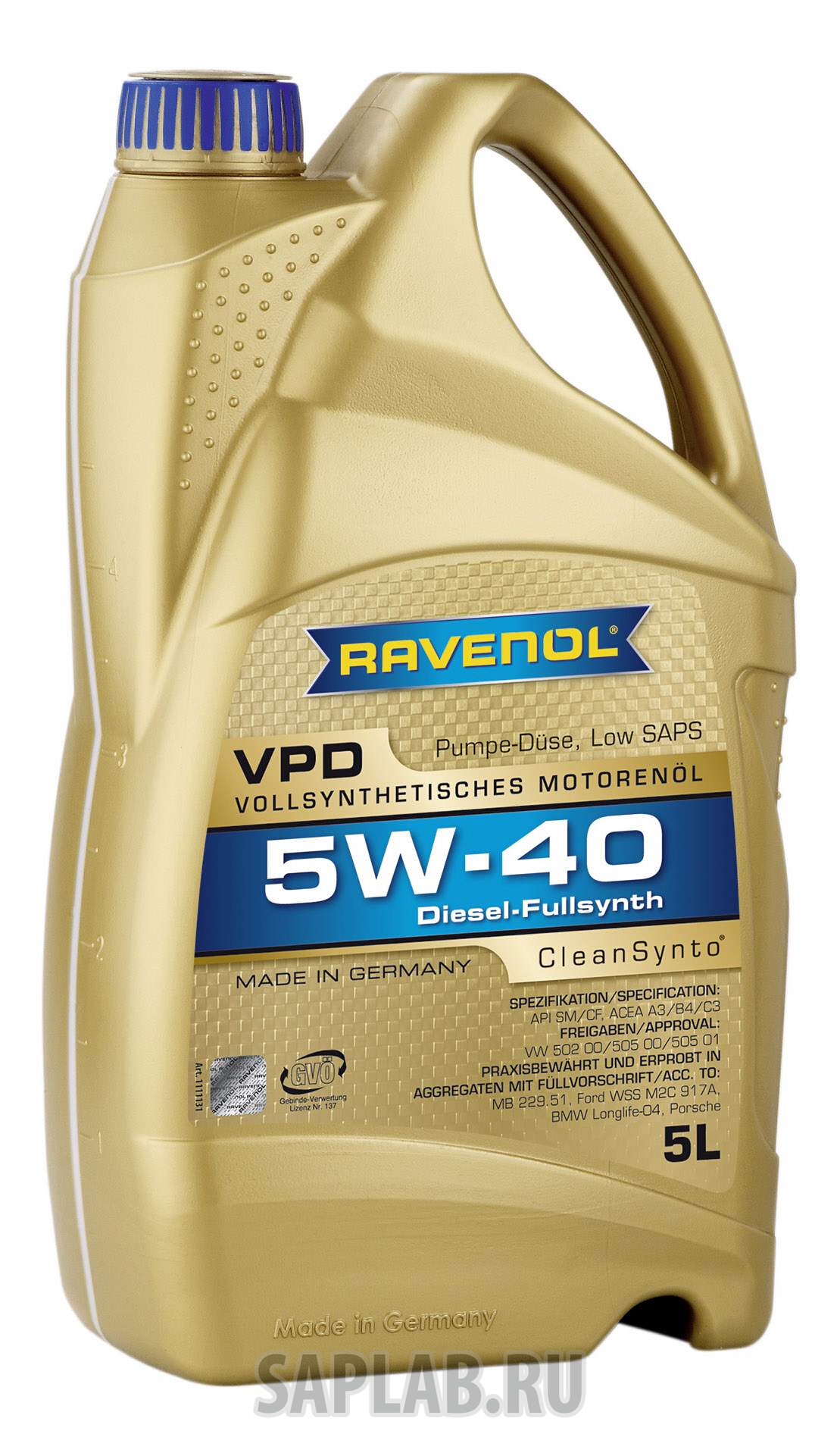 Купить запчасть RAVENOL - 4014835723658 Моторное масло Ravenol VPD SAE 5W-40 5л