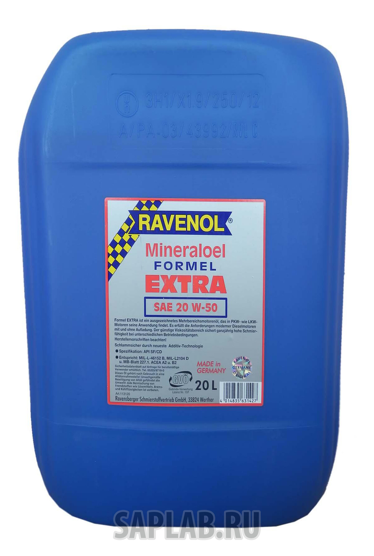 Купить запчасть RAVENOL - 4014835724822 Моторное масло Ravenol Formel Extra  20W-50 20л