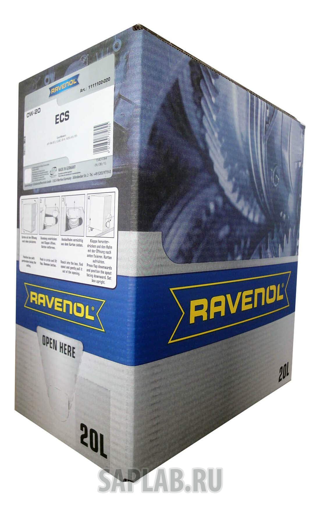 Купить запчасть RAVENOL - 4014835772625 Моторное масло Ravenol ECS EcoSynth SAE 0W-20 20л