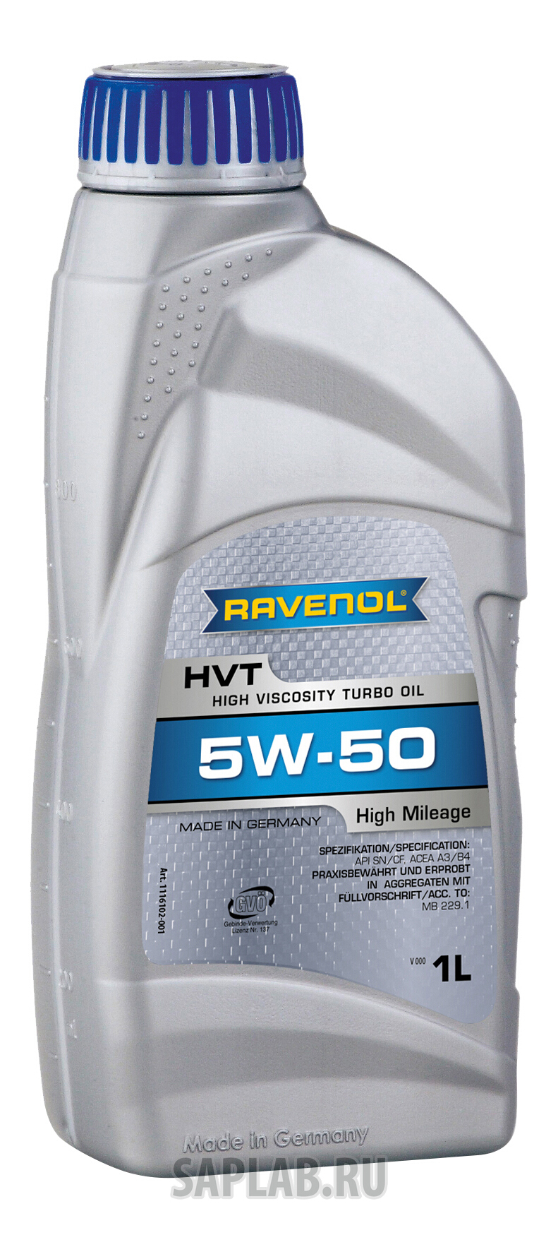 Купить запчасть RAVENOL - 4014835802919 Моторное масло Ravenol HVT High Viscosity Turbo Oil SAE 5W-50 1л