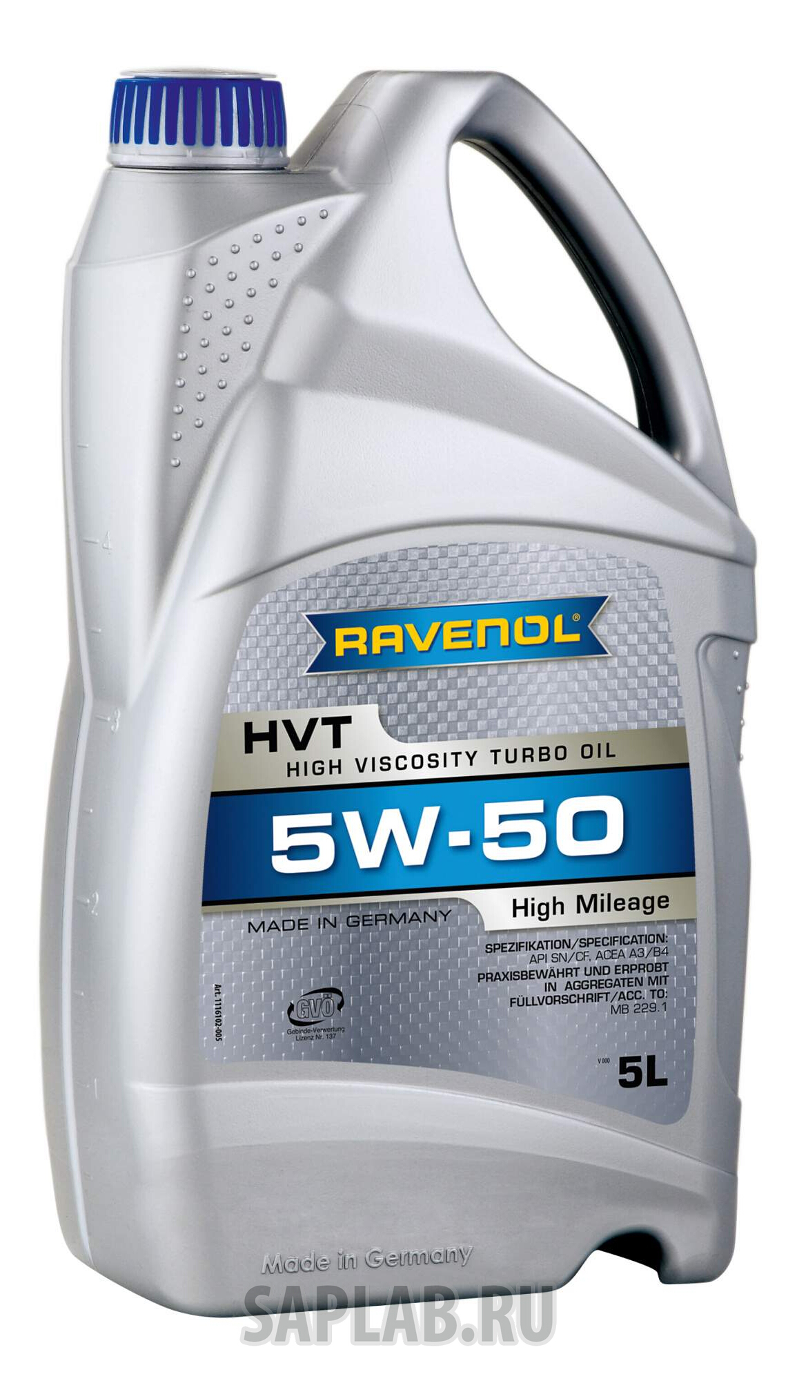 Купить запчасть RAVENOL - 4014835802933 Моторное масло Ravenol HVT High Viscosity Turbo Oil SAE 5W-50 5л