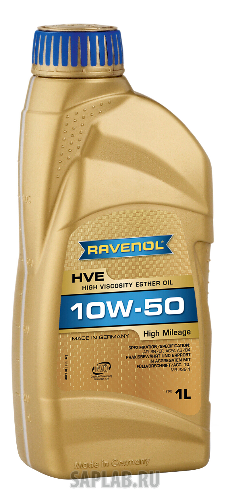 Купить запчасть RAVENOL - 4014835802940 Моторное масло Ravenol HVE High Viscosity Ester Oil SAE 10W-50 1л