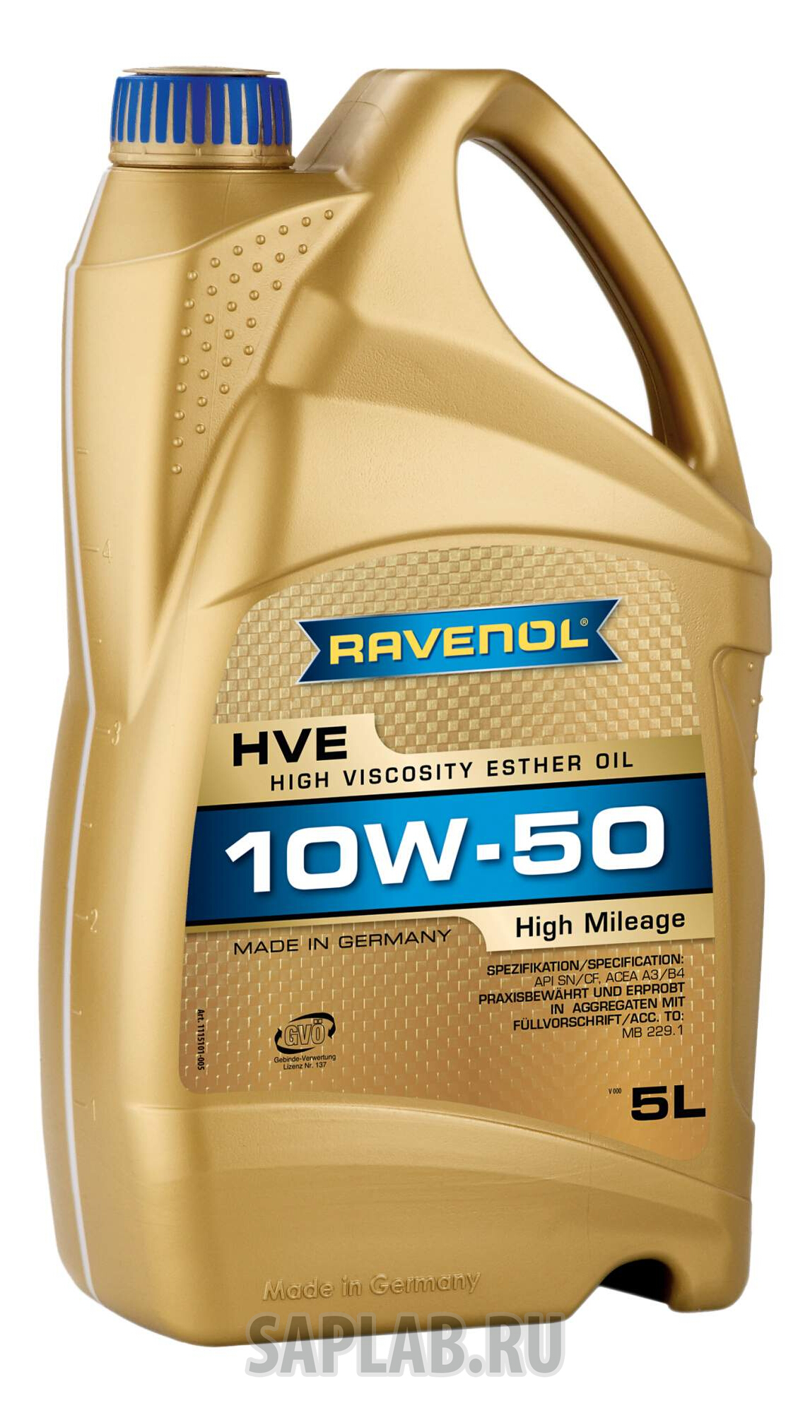 Купить запчасть RAVENOL - 4014835802964 Моторное масло Ravenol HVE High Viscosity Ester Oil SAE 10W-50 5л