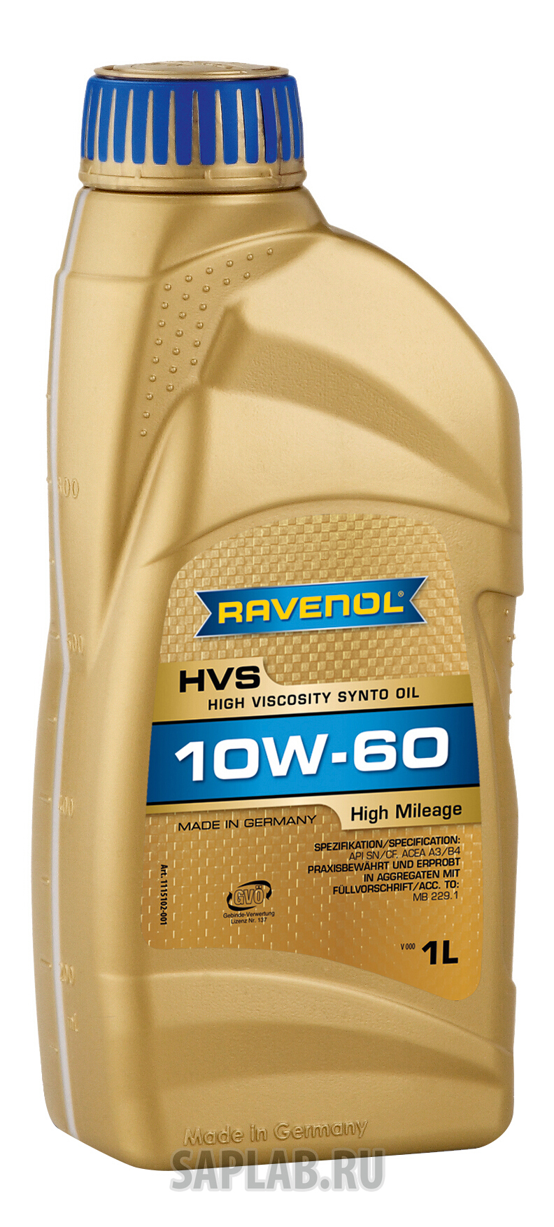 Купить запчасть RAVENOL - 4014835802971 Моторное масло Ravenol HVS High Viscosity Synto Oil SAE 10W-60 1л