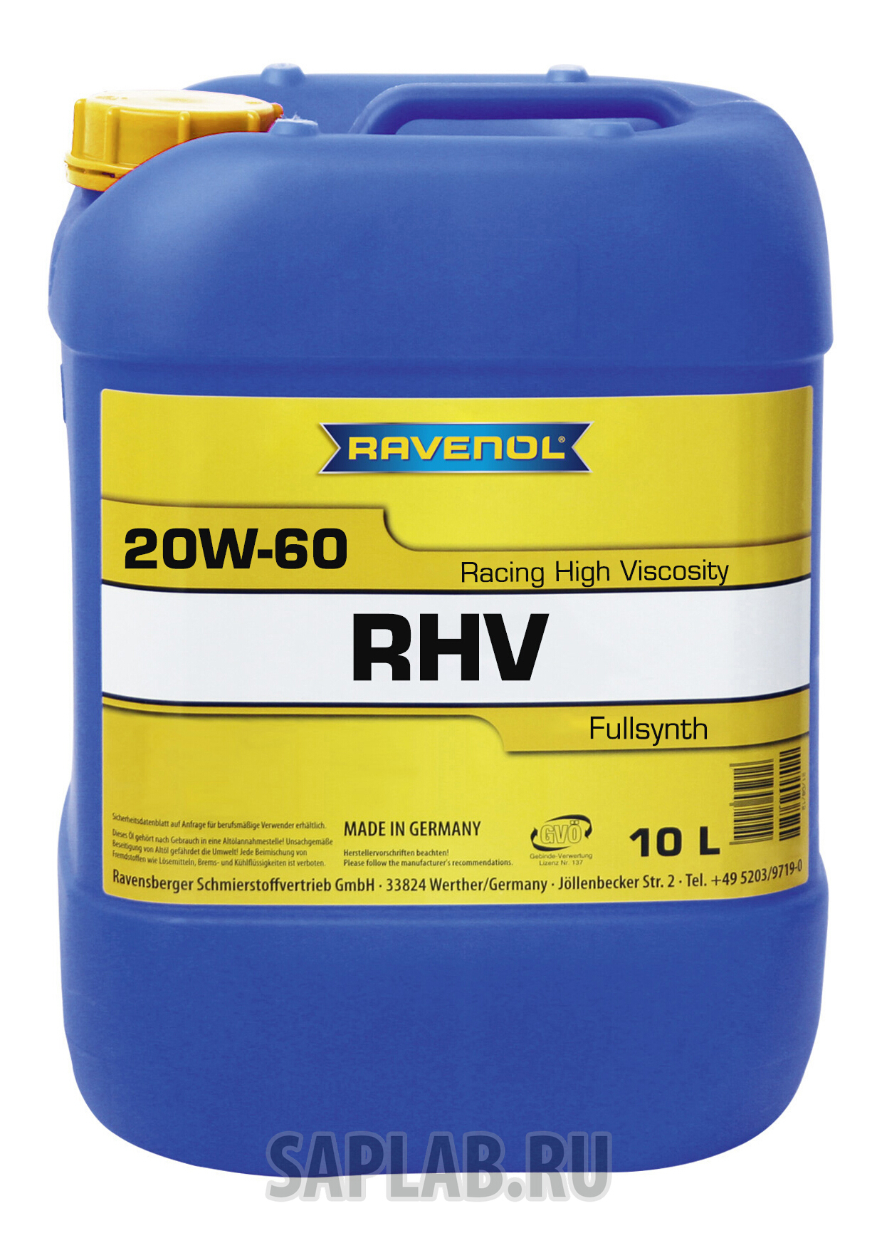 Купить запчасть RAVENOL - 4014835848931 Моторное масло Ravenol RHV Racing High Viscosity SAE 20W-60 10л