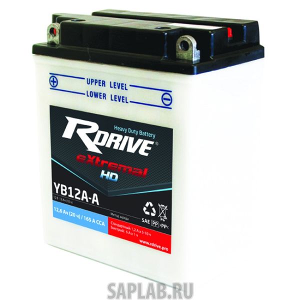 Купить запчасть  RDRIVE - RDRIVEYB12ALA Аккумулятор RDRIVE-YB12AL-A 12В 12Ач 165CCA 134x81x160 мм Обратная (-+)