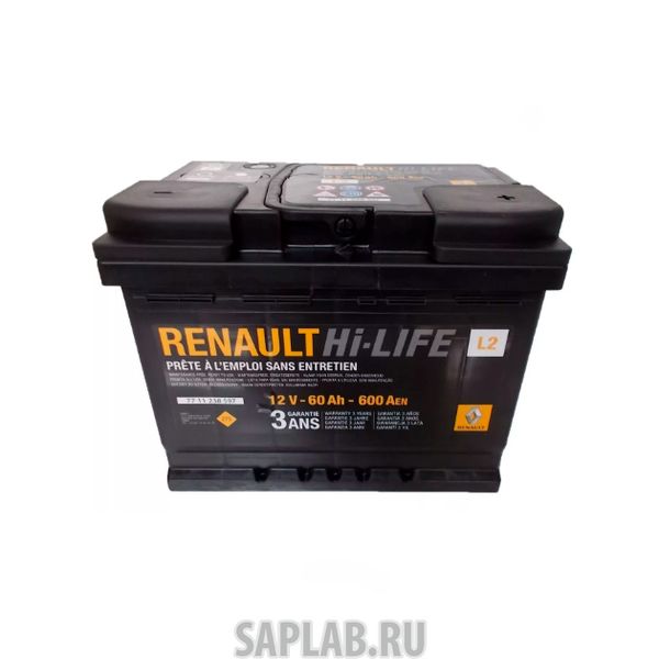 Купить запчасть  RENAULT - 7711238597 Аккумуляторная батарея L2 60ah/600a RENAULT 7711238597