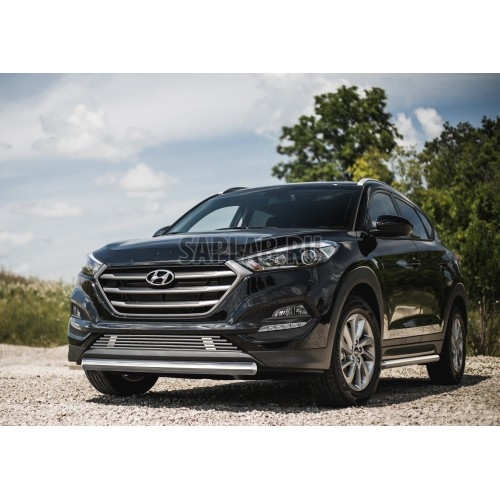 Купить запчасть RIVAL - R2308002 Защита переднего бампера Rival, d57, Hyundai Tucson III V - все, 2015-, крепеж в комплекте, нержавеющая сталь