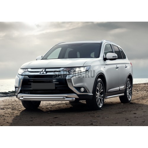 Купить запчасть RIVAL - R4010002 Защита переднего бампера Rival, d57+d42, Mitsubishi Outlander V - все, 2015-, крепеж в комплекте, нержавеющая сталь