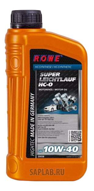 Купить запчасть ROWE - 20058001003 Моторное масло Rowe Hightec Super Leichtlauf HC-O 10W-40 1л