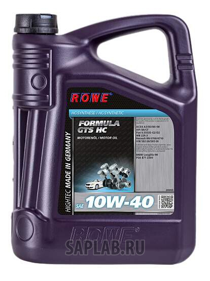 Купить запчасть ROWE - 20093005003 ROWE Hightec Formula GTS HC 10W-40 5л