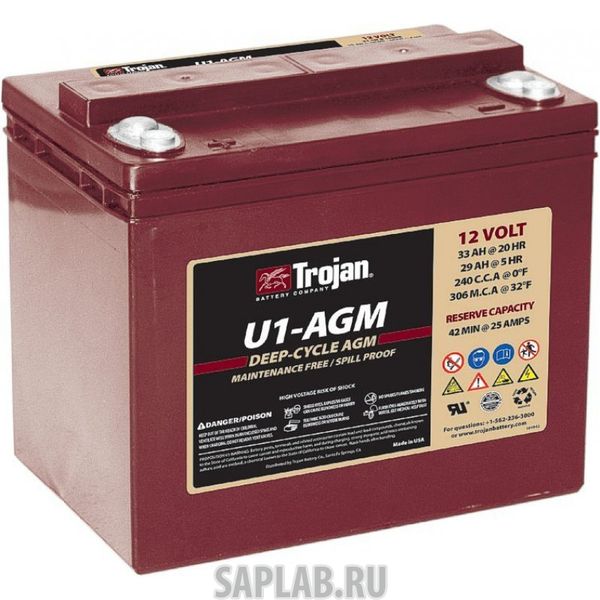 Купить запчасть  TROJAN - U1AGM Аккумулятор TROJAN U1-AGM 12V 33A (198х138х171)