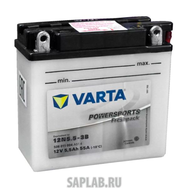 Купить запчасть  VARTA - 506011004 Аккумуляторная батарея Евро 5.5ah 55a 136/61/131 12n5.5-3b Moto Varta 506011004