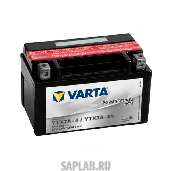 Купить запчасть  VARTA - 506015005 Аккумуляторная Батарея Рус 6ah 105a 151/88/94 Ytx7a-Bs Powersports Agm Moto Varta