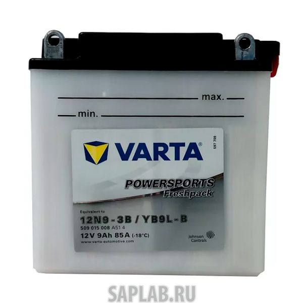 Купить запчасть  VARTA - 509015008 Аккумуляторная батарея Евро 9ah 85a 136/76/140 Yb9l-B Moto Varta 509015008