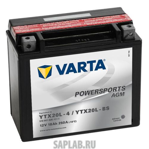 Купить запчасть  VARTA - 518901026A514 Аккумулятор для мотоциклов VARTA Powersports AGM 18Ач 250A