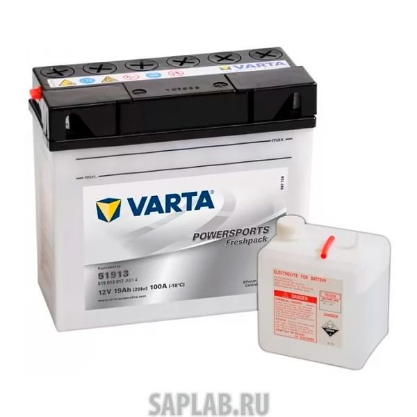 Купить запчасть  VARTA - 519013017 Аккумуляторная батарея Евро 19ah 100a 186/82/171 51913 Moto Varta 519013017