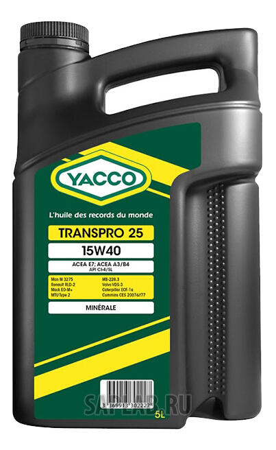 Купить запчасть YACCO - 330222 Моторное масло Yacco Transpro 25 CI-4/SL 15W-40 5л