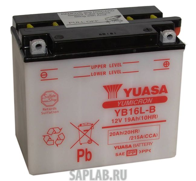 Купить запчасть  YUASA - YB16LB Аккумулятор Yuasa YB16L-B 12В 19Ач 215CCA 175x100x155 мм Обратная (-+)