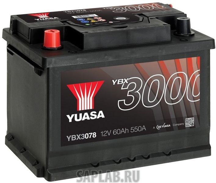 Купить запчасть  YUASA - YBX3078 Аккумулятор Yuasa SMF YBX3078 12В 60Ач 550CCA 243x175x190 мм Прямая (+-)