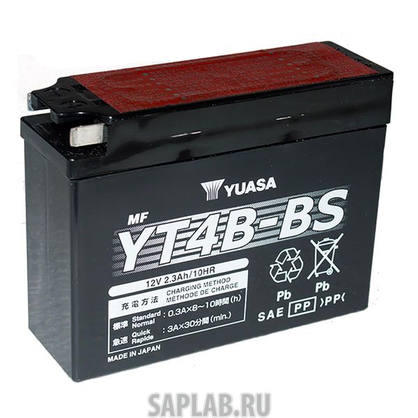 Купить запчасть  YUASA - YT4BBS Аккумулятор Yuasa YT4B-BS 12В 2,4Ач 40CCA 114x39x87 мм Прямая (+-)